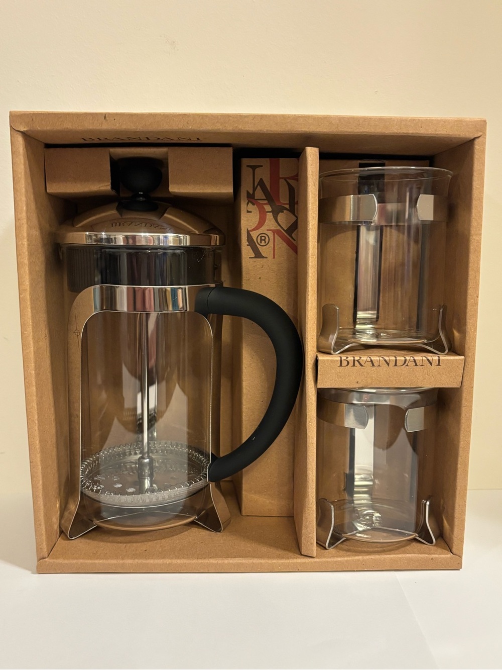 Brandani Black French Press Coffee Maker Set - 3-Piece